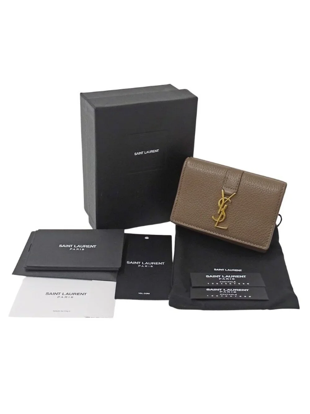 Saint Laurent Wallet Trifold Leather Top Logo Mini Small - Picture 6 of 13